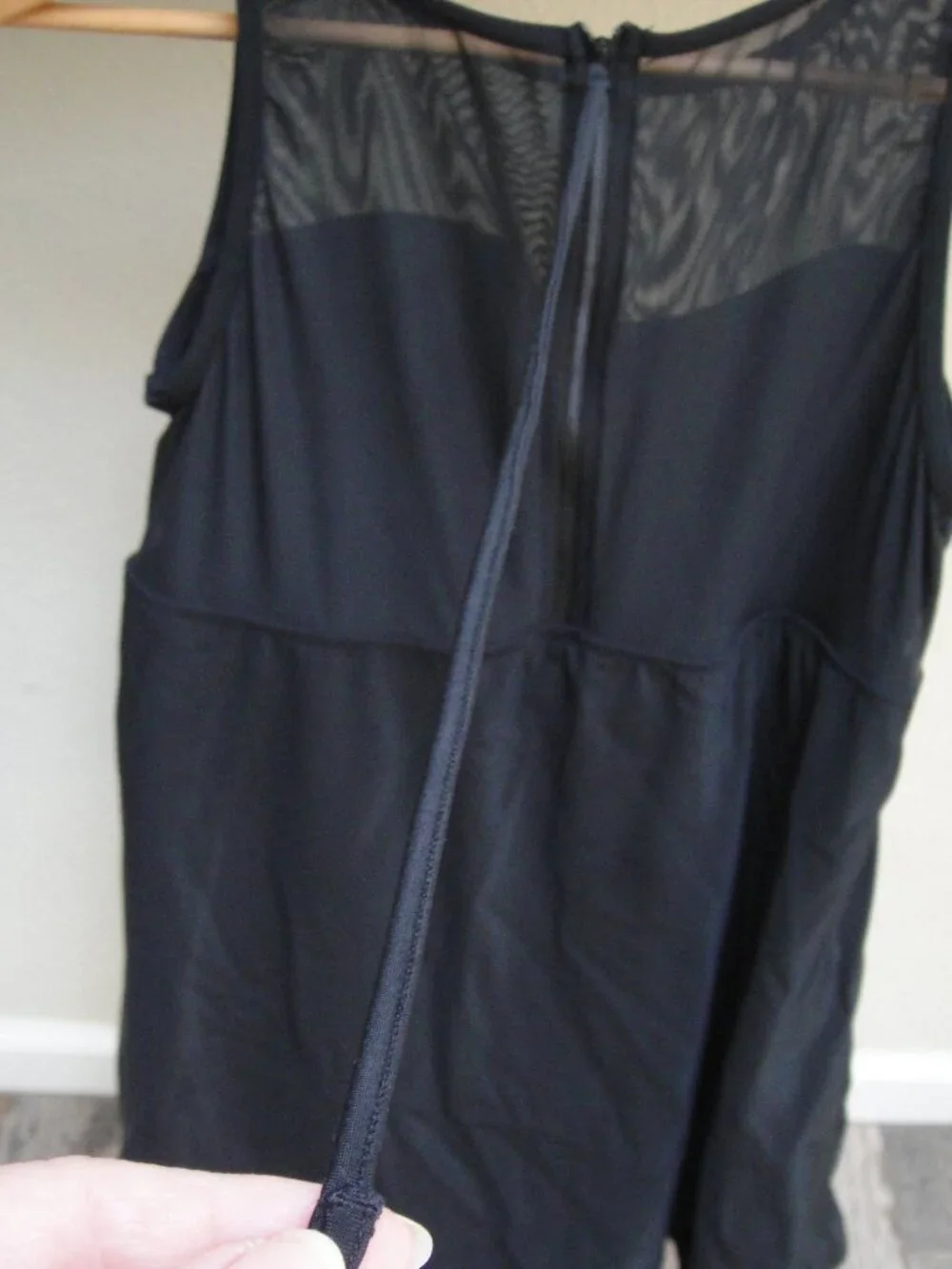 Swim Solutions Made for Macy's Mesh-Neck Tummy-Control Swimdress, Black, Size 14 - Picture 5 of 12